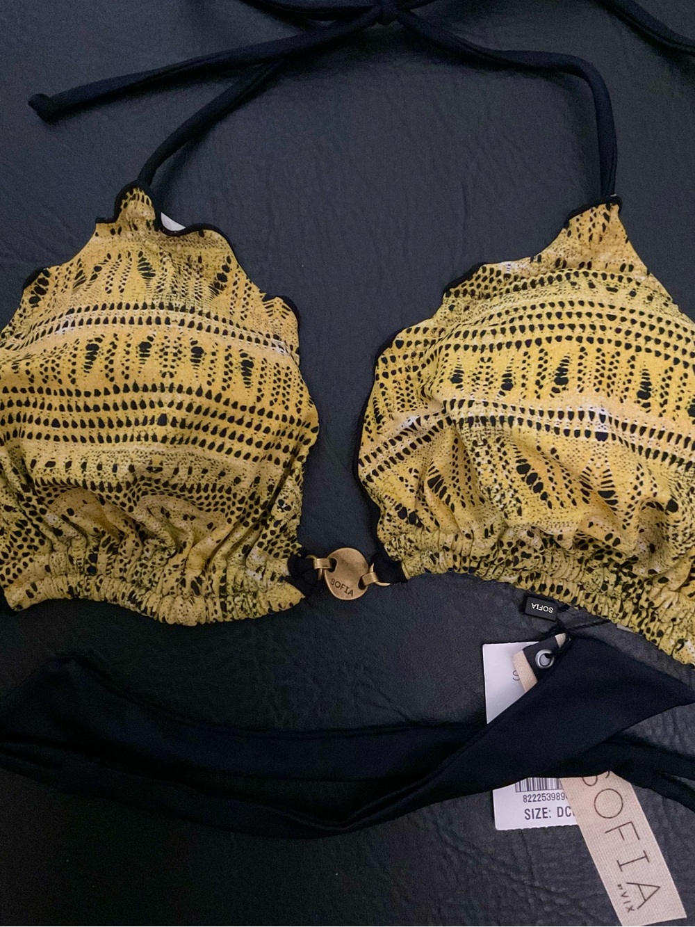 SOFIA by Vix Inca Ripple Yellow & Black Triangle Top Size XL/D-Cup NWT